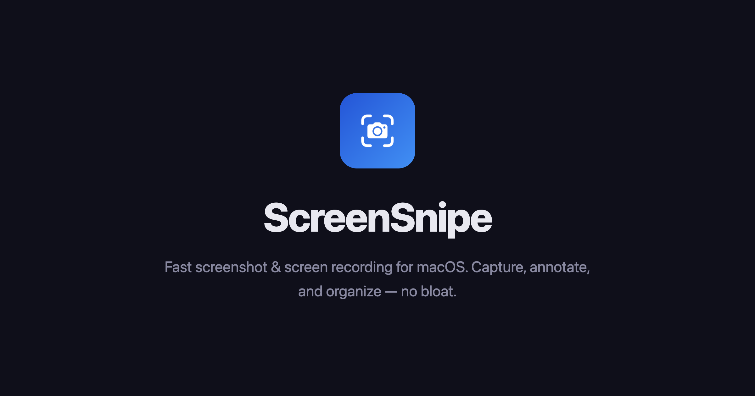 Screen Snipe — Free, open-source screenshot & screen recording for macOS